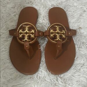 Tory Burch Brown Sandals with Gold Accents